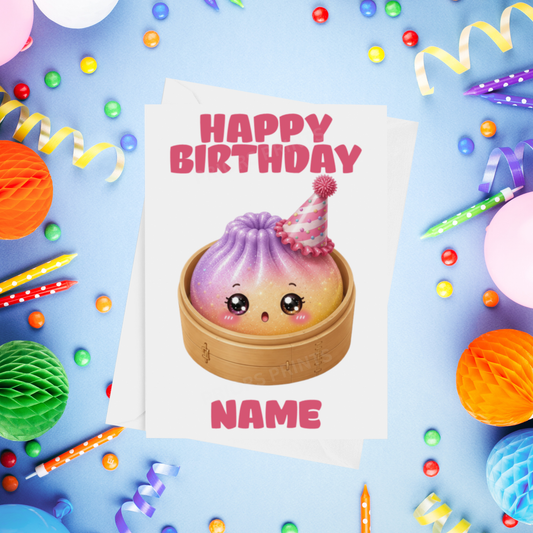 Personalised Glitter Dumplings Birthday Card