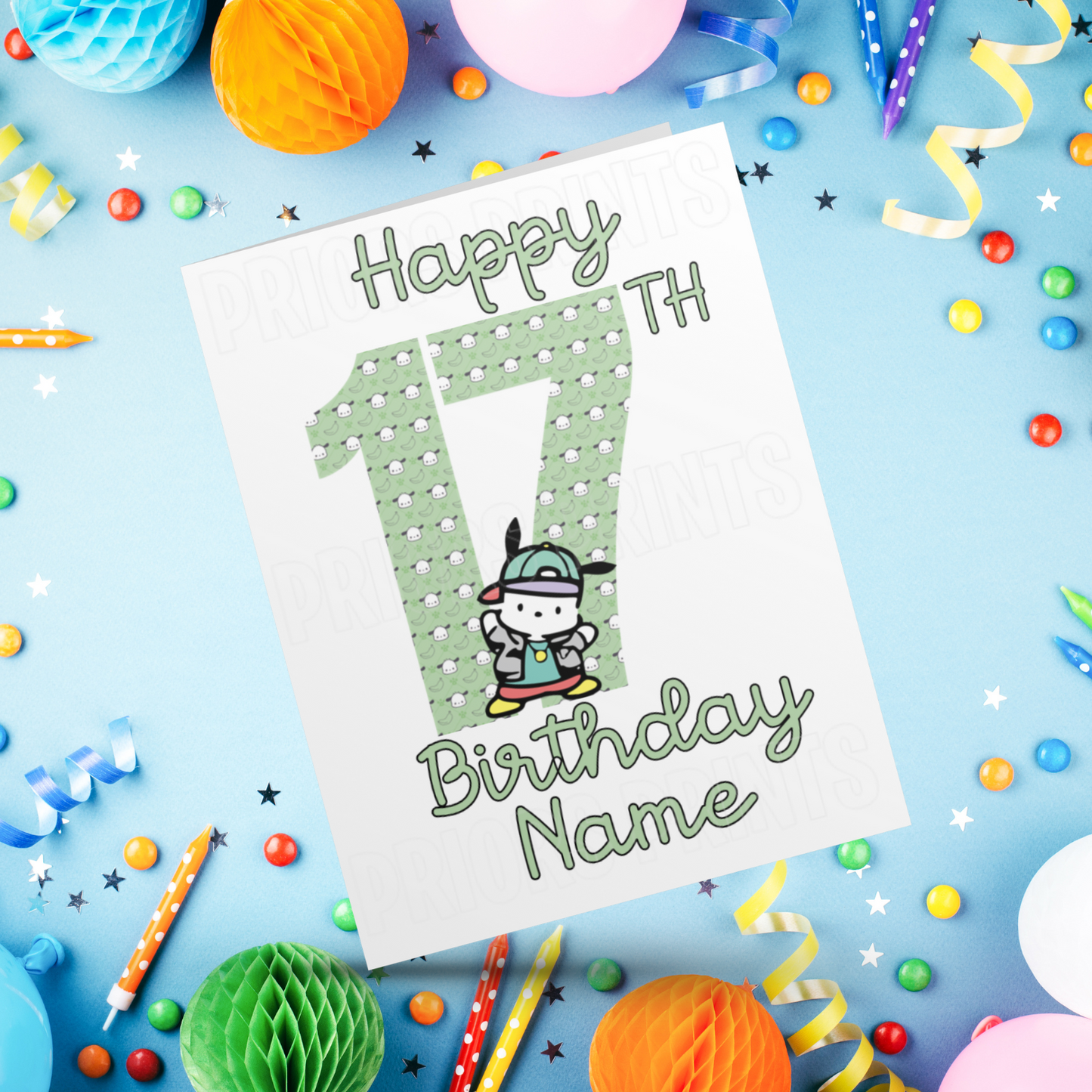 Personalised Pochacco Birthday Card with Age 1-20 Years (Sanrio- Hello Kitty & Friends)