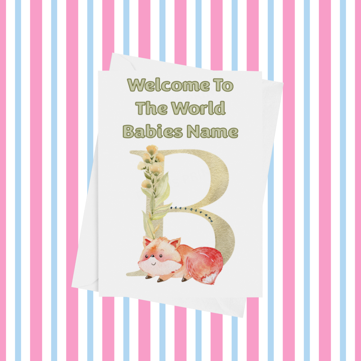Welcome To The World Fox Personalised Card for New Baby