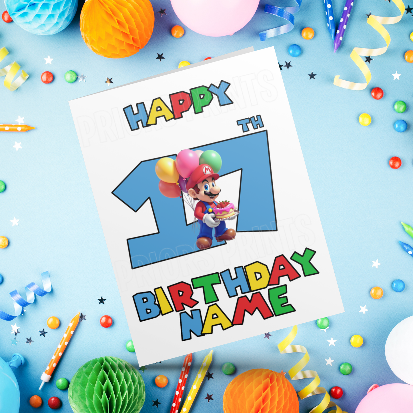 Super Mario Personalised Birthday Card with Age 1- 20 years I Nintendo I Gamer I Gaming