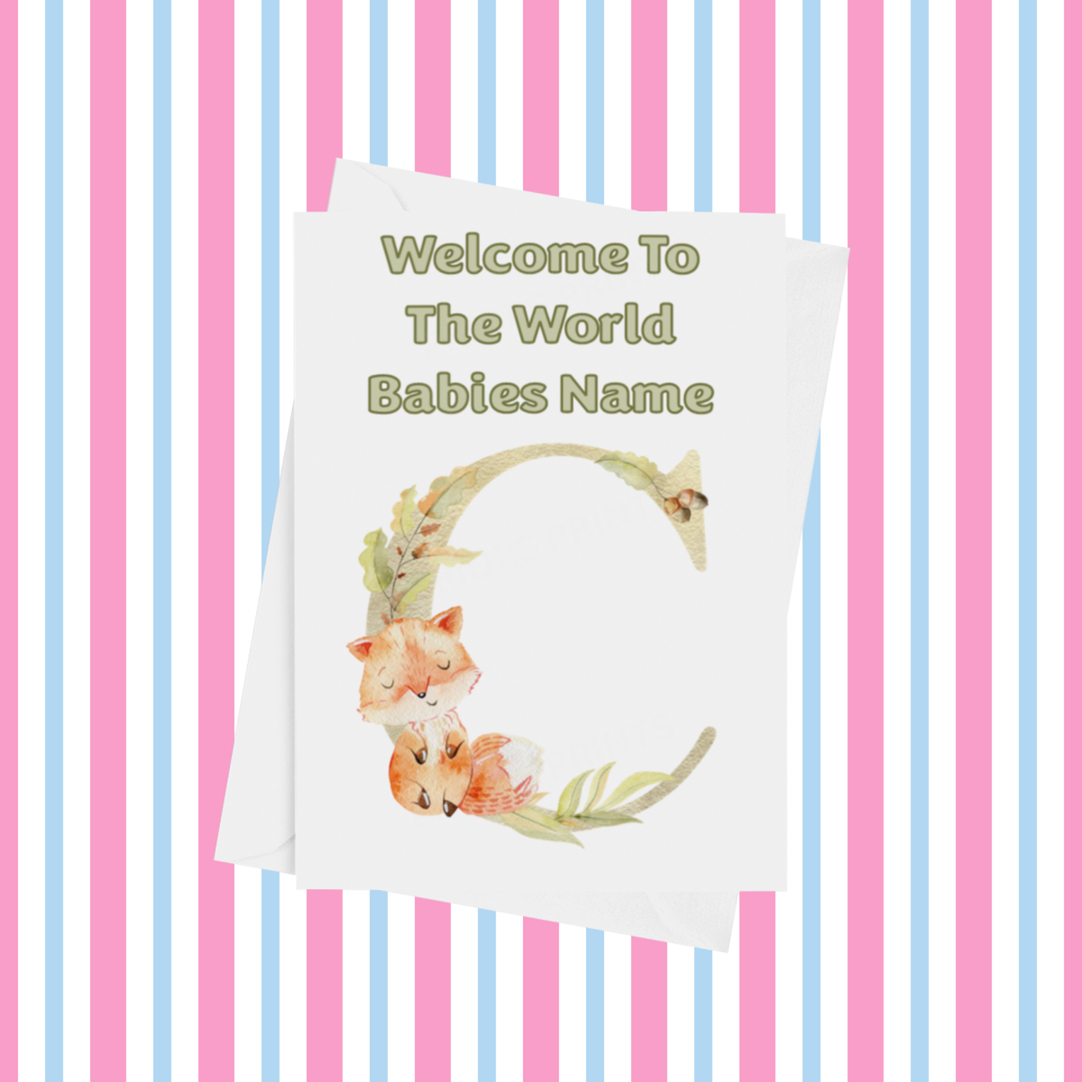 Welcome To The World Fox Personalised Card for New Baby
