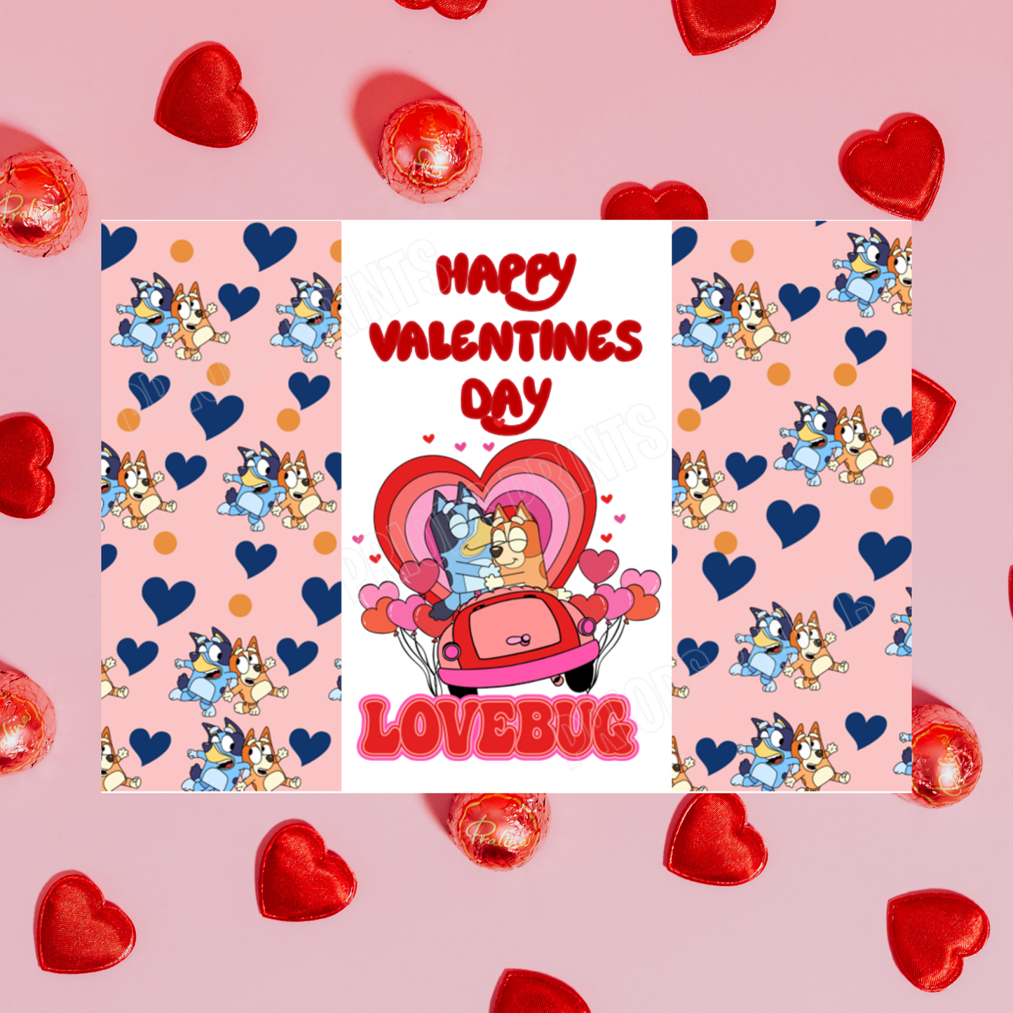 Bluey Valentines Chocolate Bar Wrapper