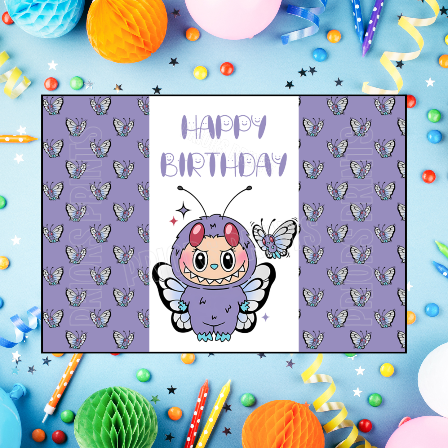 Labubu Dressed as Pokemon Characters Birthday Chocolate Bar Wrappers