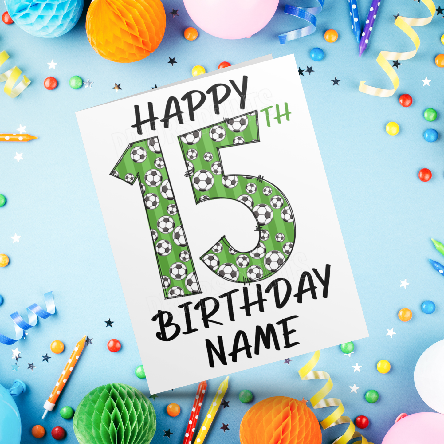 Personalised Green Football Birthday Card with age 1-20