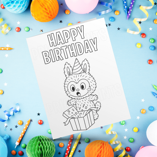Colour Your Own Labubu Birthday Card