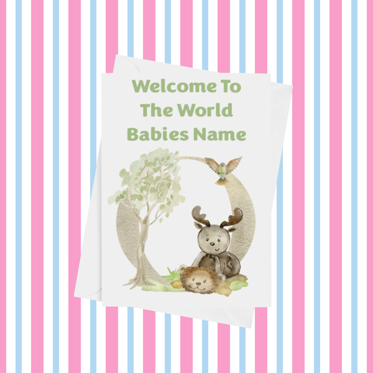 Welcome To The World Music Animals Personalised Card for New Baby