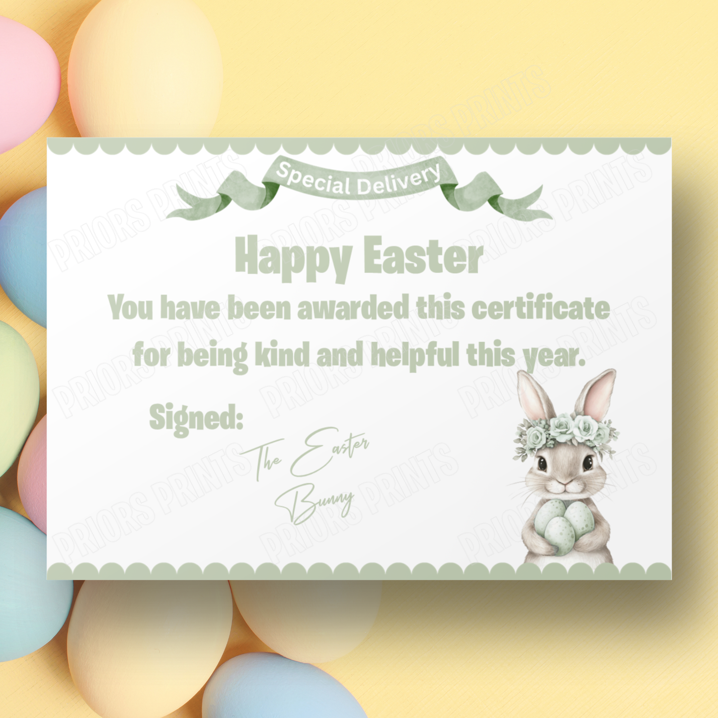 Easter Bunny A4 Certificate