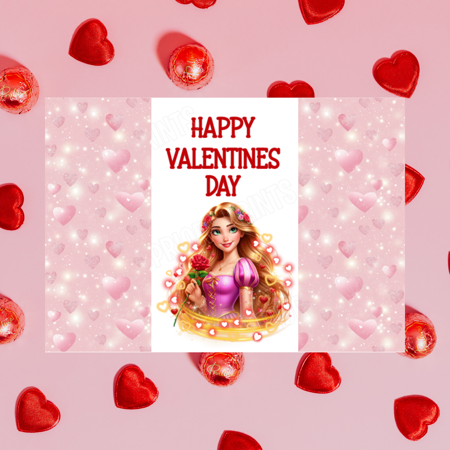 Princess Valentines Day Chocolate Bar Wrappers Anna  Belle  Cinderella  Merida Elsa  Jasmine  Ariel Mulan  Rapunzel  Snow White