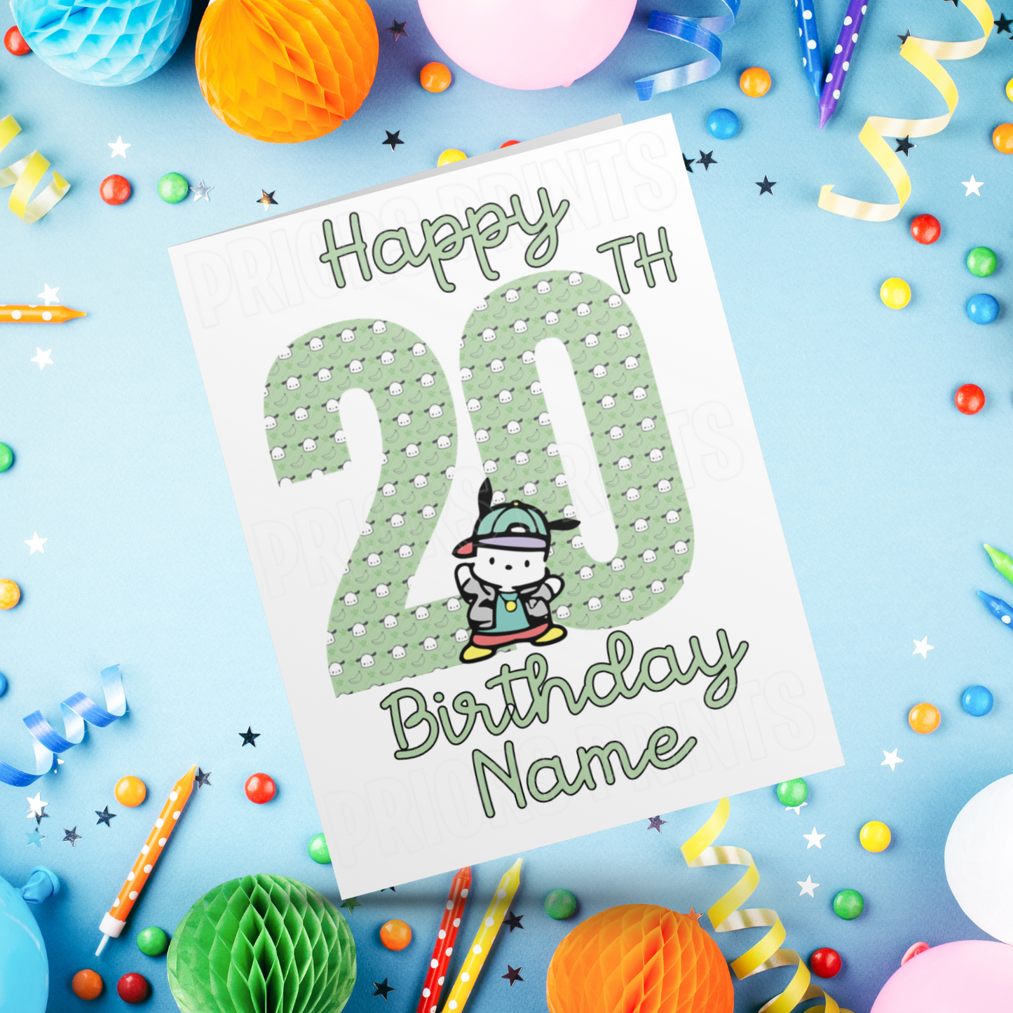 Personalised Pochacco Birthday Card with Age 1-20 Years (Sanrio- Hello Kitty & Friends)