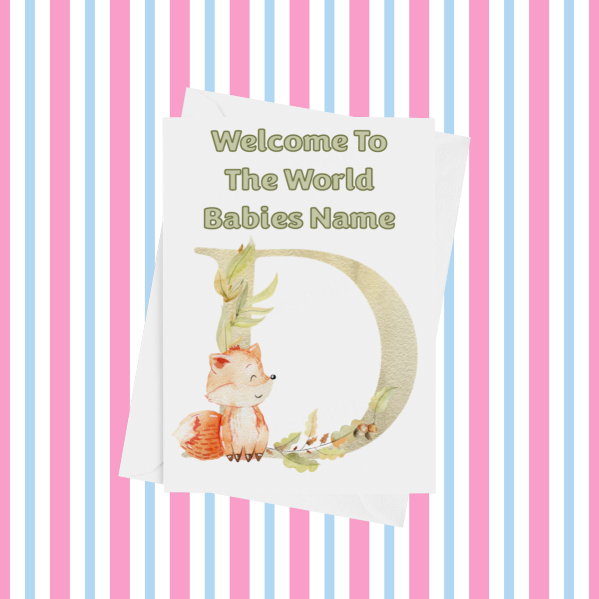 Welcome To The World Fox Personalised Card for New Baby
