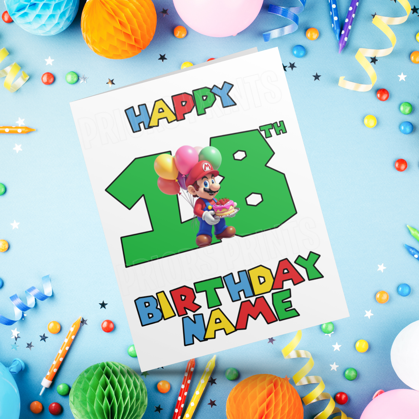 Super Mario Personalised Birthday Card with Age 1- 20 years I Nintendo I Gamer I Gaming