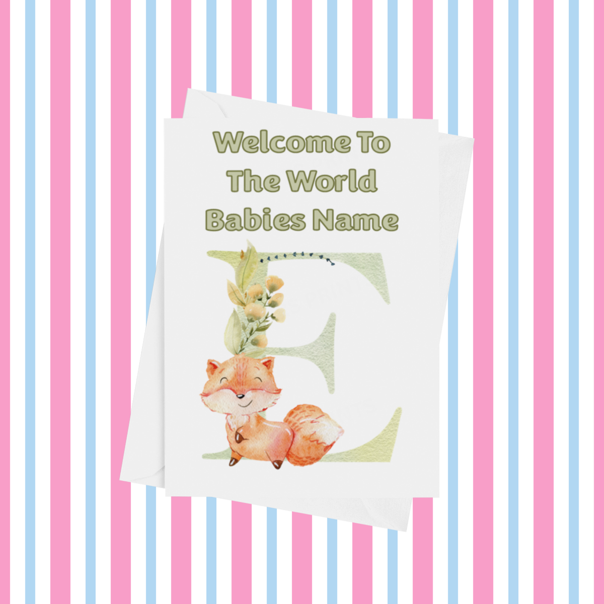 Welcome To The World Fox Personalised Card for New Baby