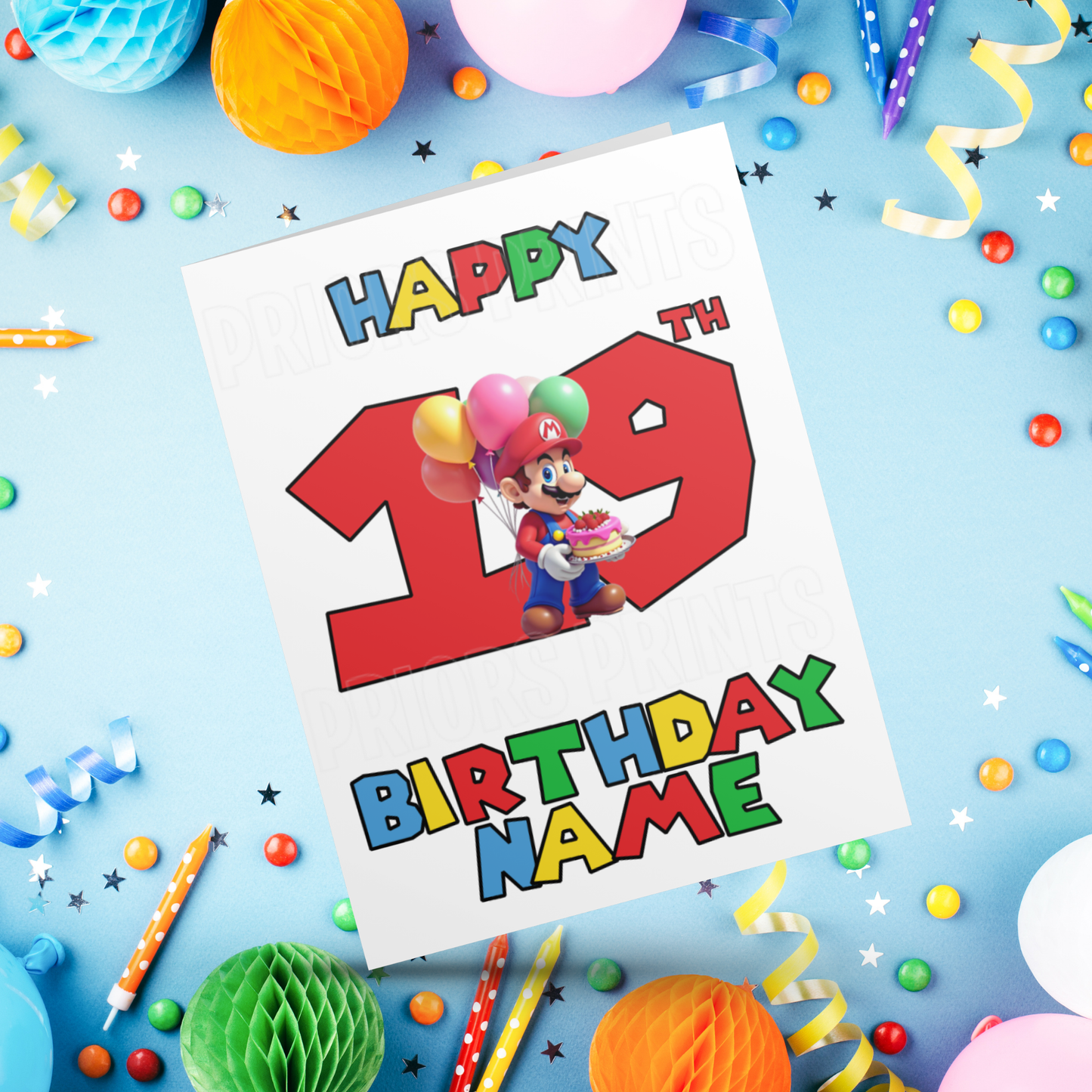 Super Mario Personalised Birthday Card with Age 1- 20 years I Nintendo I Gamer I Gaming