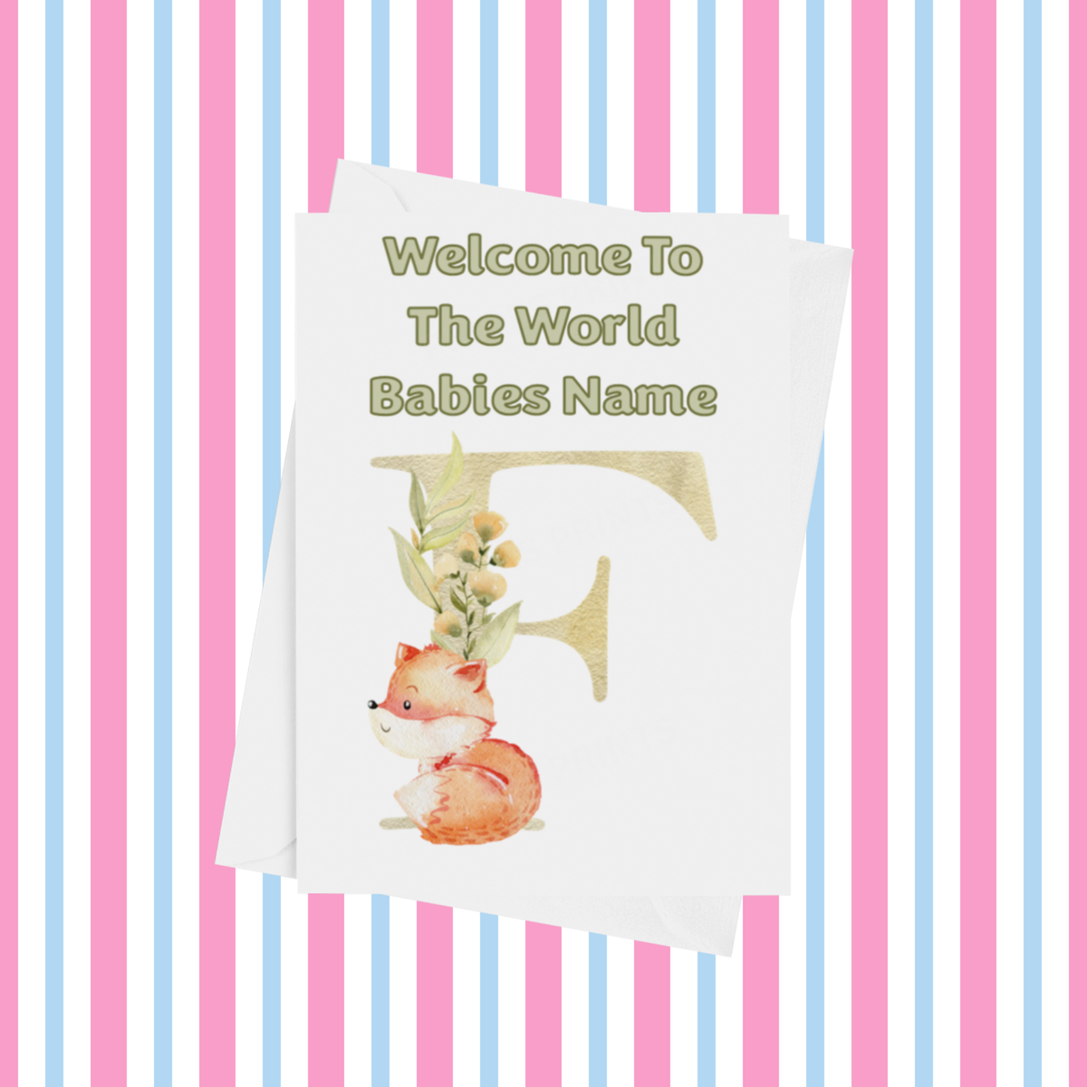Welcome To The World Fox Personalised Card for New Baby