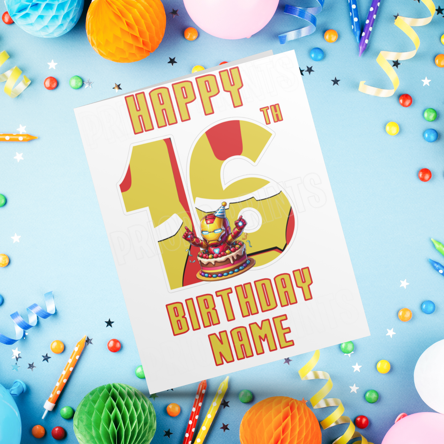 Personalised Iron Man Birthday Card with age 1-20 I Marvel I Superhero I Ironman