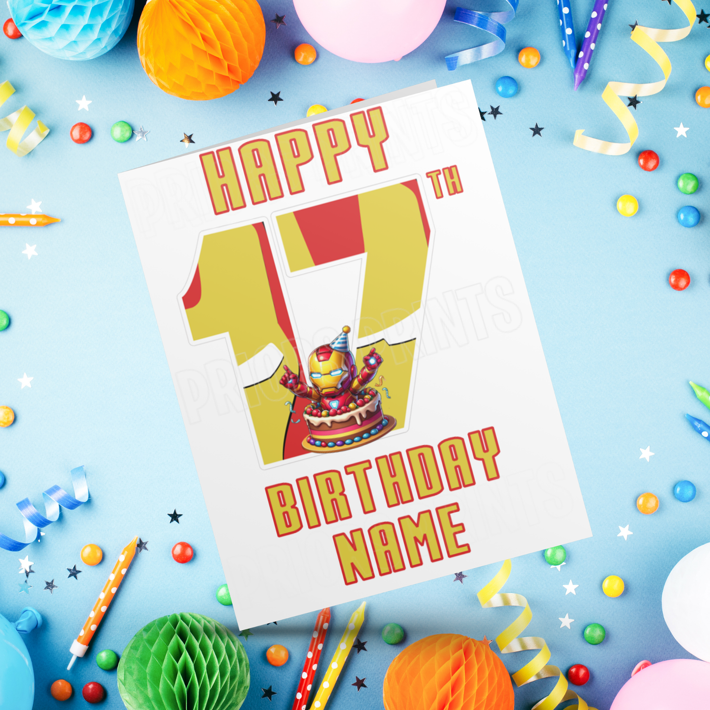 Personalised Iron Man Birthday Card with age 1-20 I Marvel I Superhero I Ironman