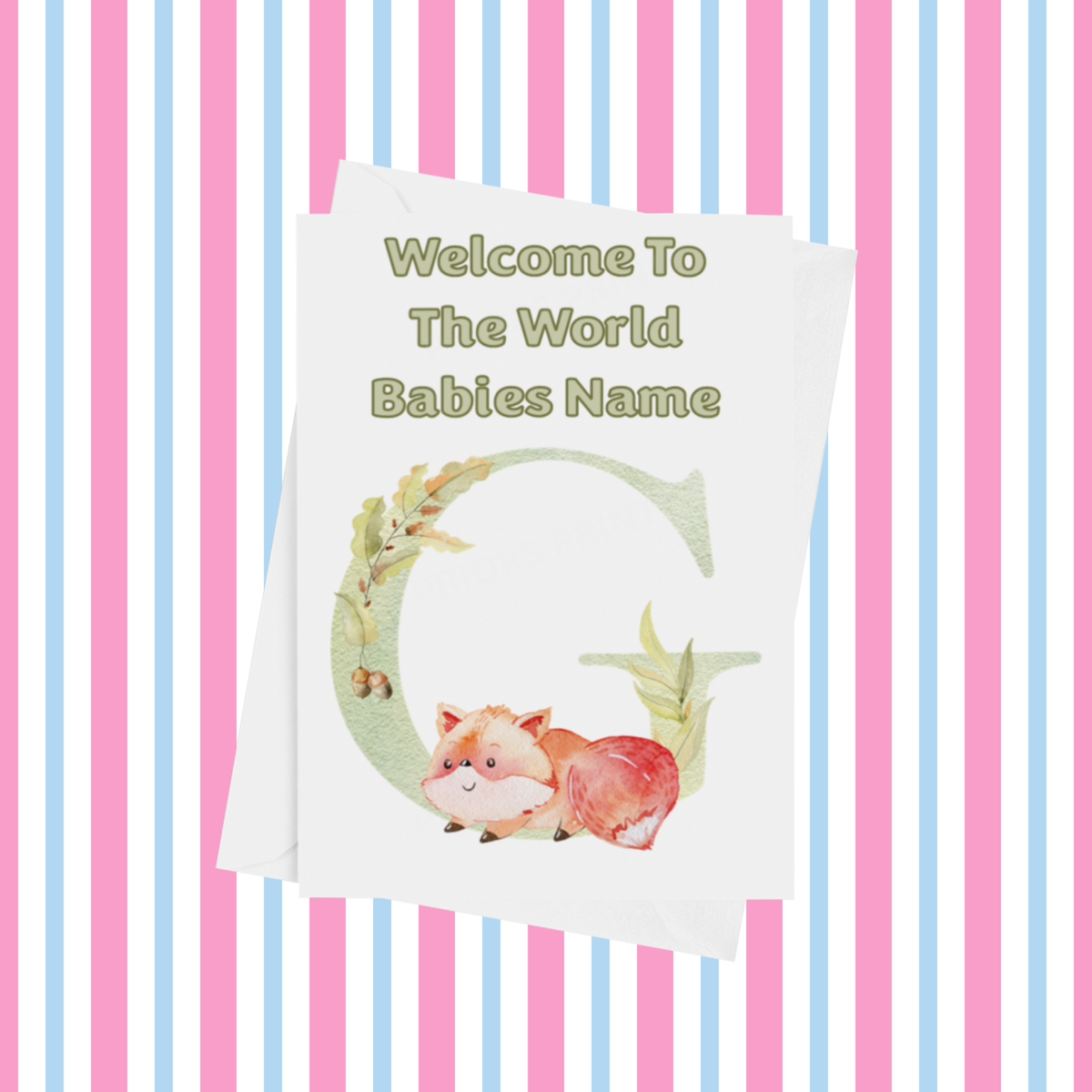 Welcome To The World Fox Personalised Card for New Baby