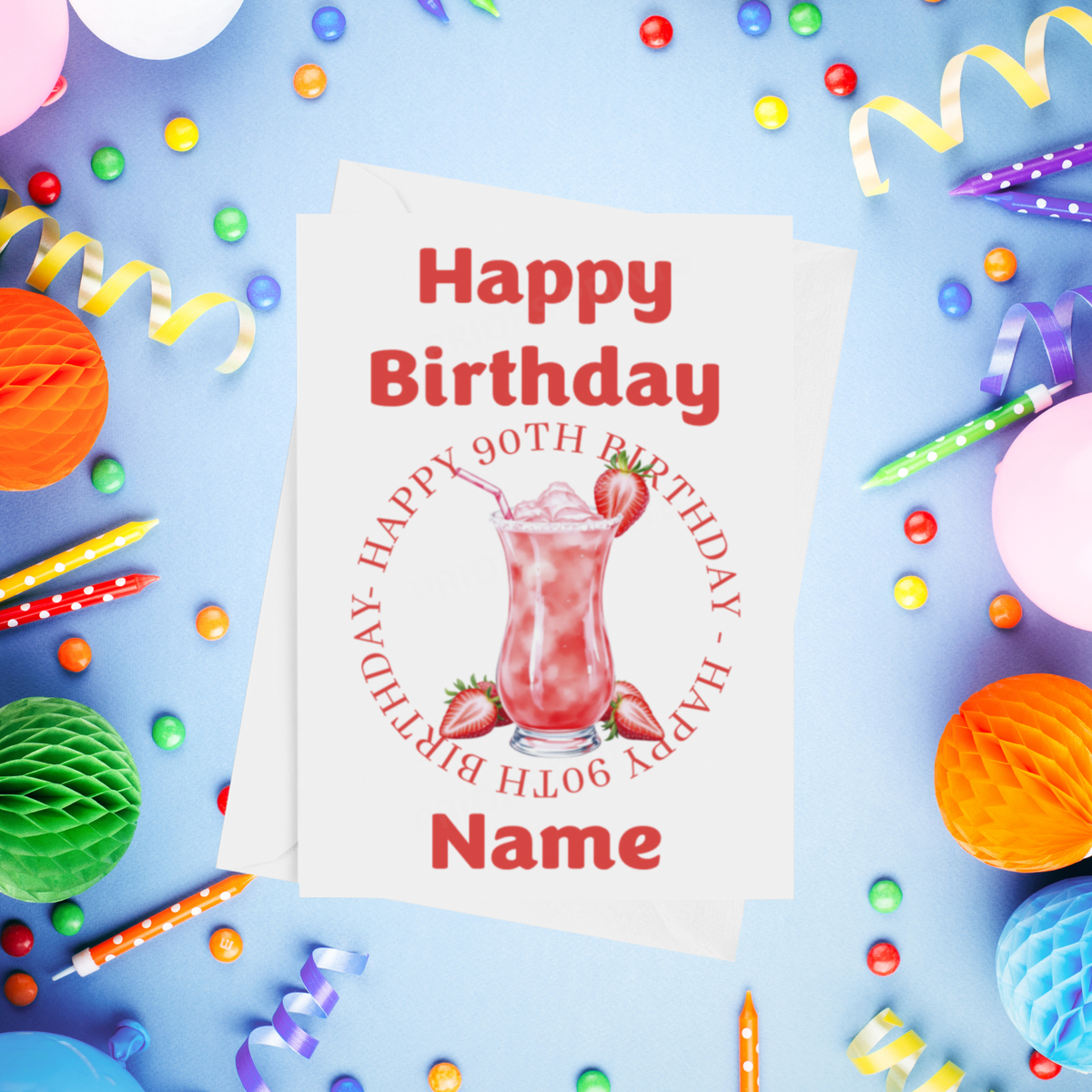 Strawberry Personalised Milestone Birthday Card for Adults Age 16, 18, 21, 25, 30, 40, 50, 60, 70, 80, 90, 100