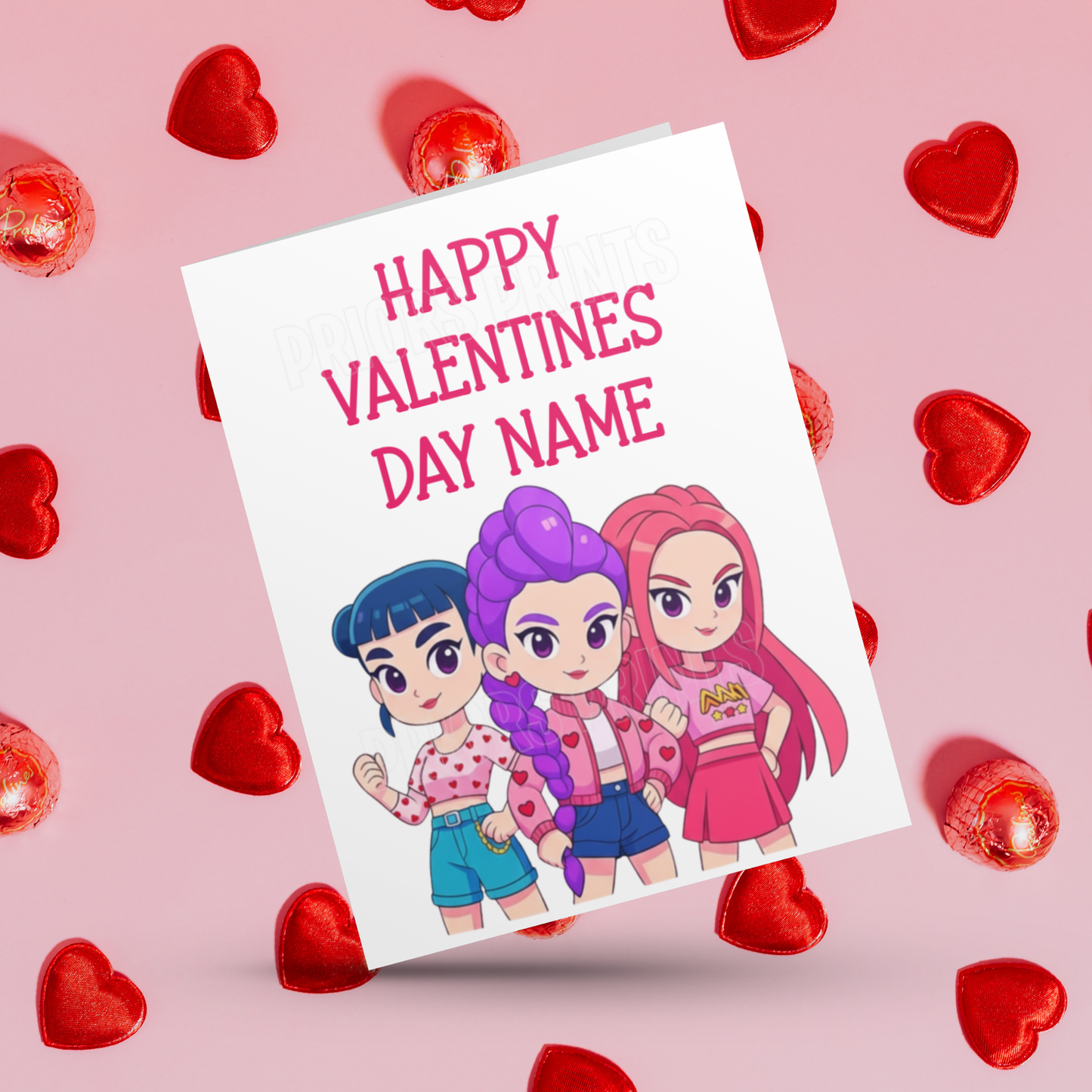 Personalised K Pop Girls Valentines Day Card