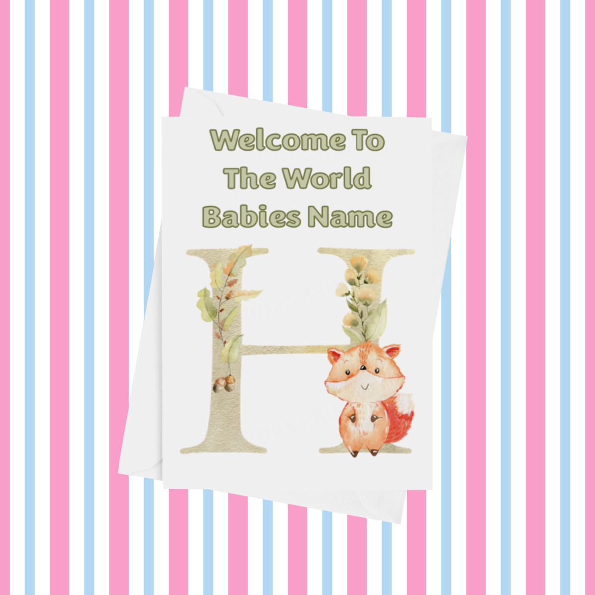 Welcome To The World Fox Personalised Card for New Baby