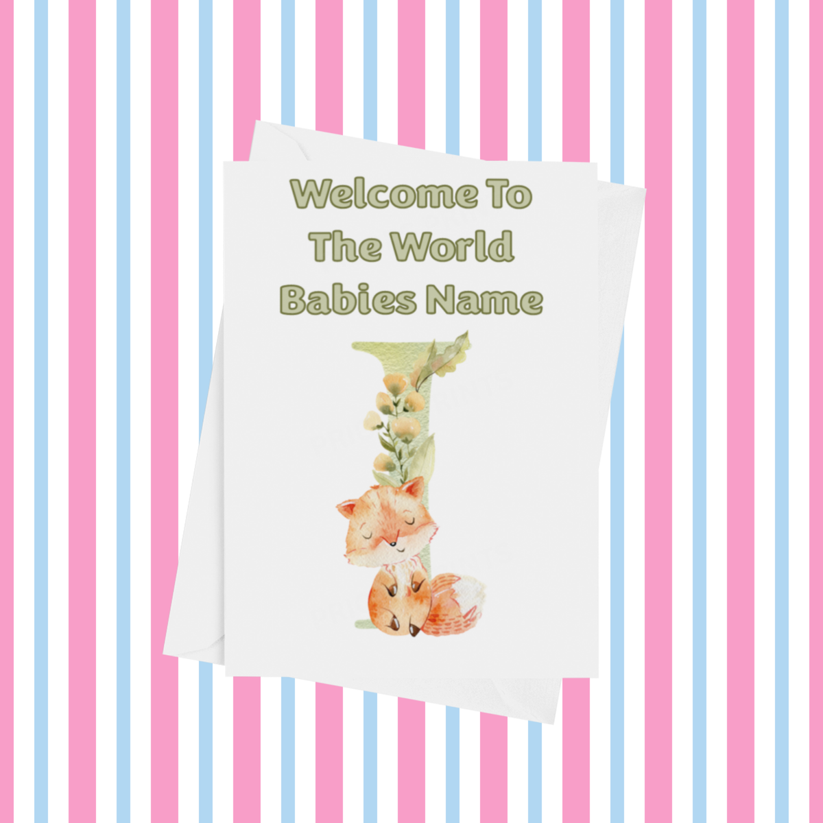 Welcome To The World Fox Personalised Card for New Baby