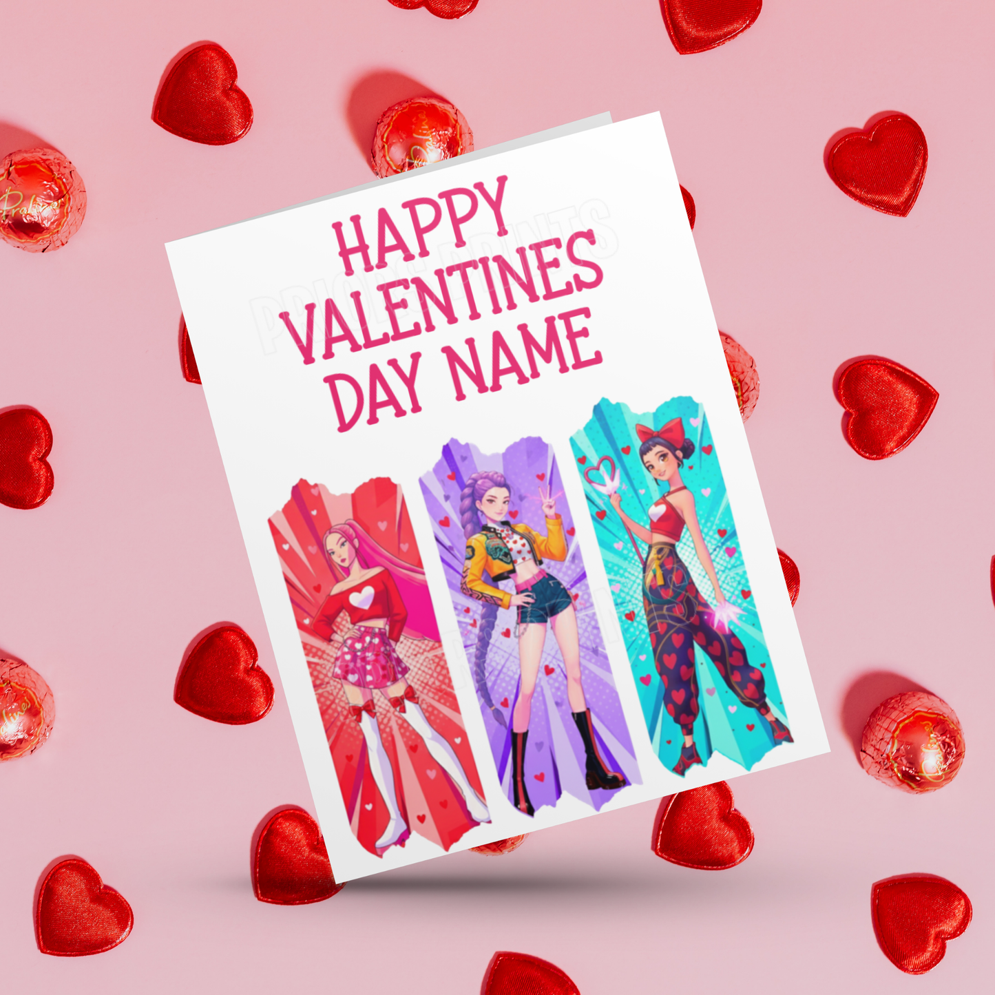 Personalised K Pop Girls Valentines Day Card