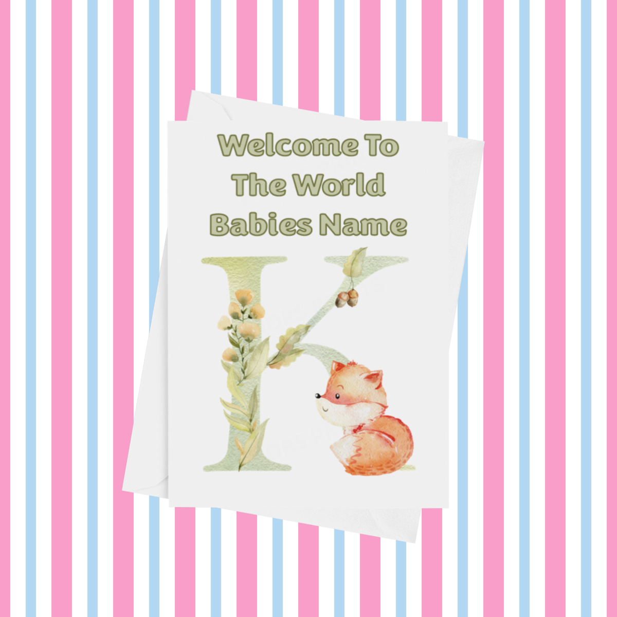 Welcome To The World Fox Personalised Card for New Baby