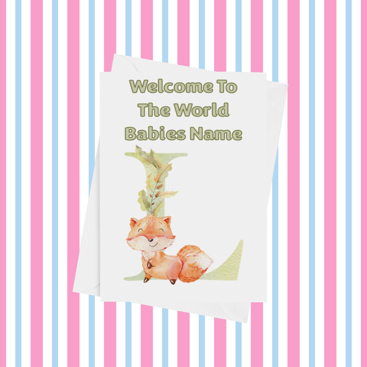 Welcome To The World Fox Personalised Card for New Baby