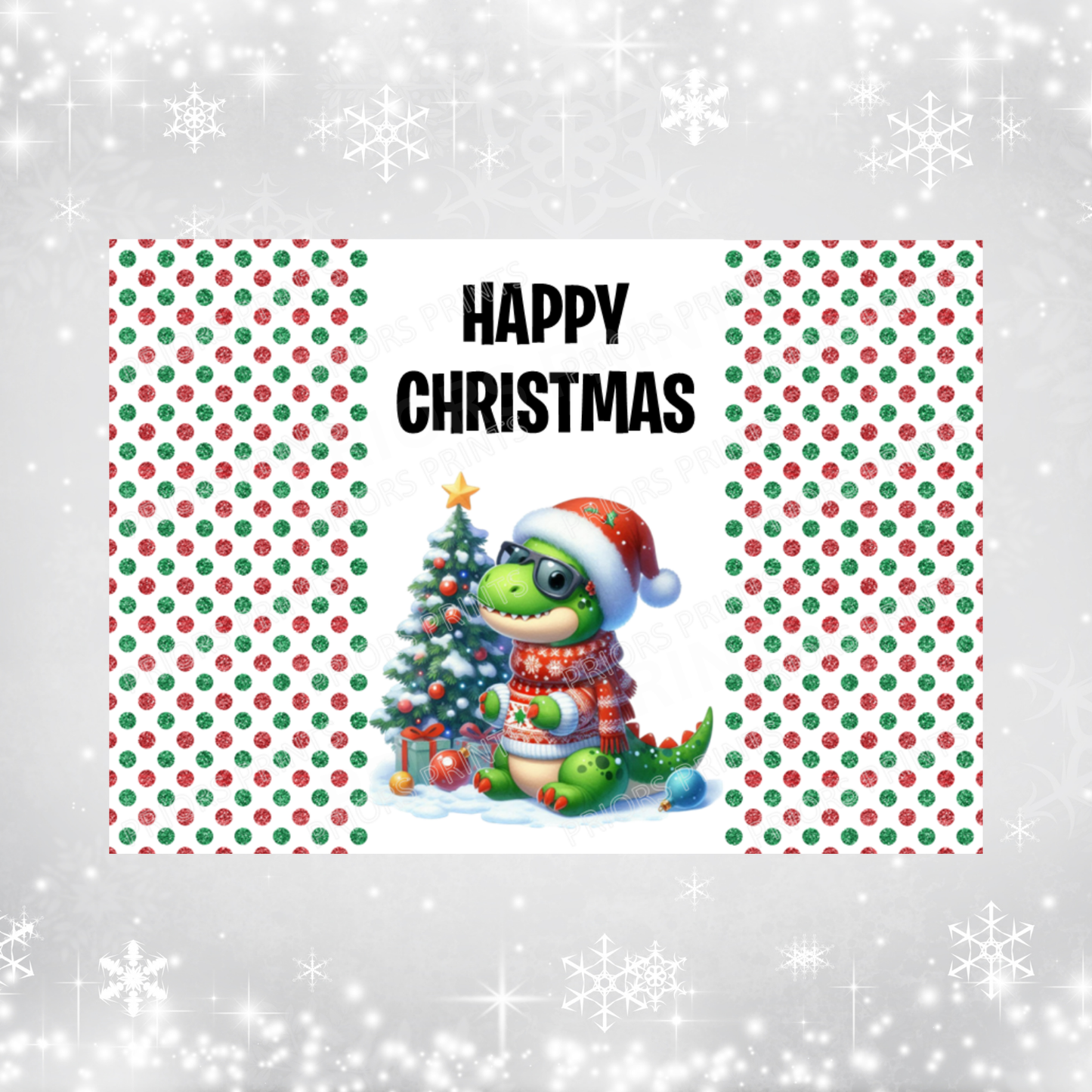 Dinosaur Christmas Chocolate Bar Wrapper