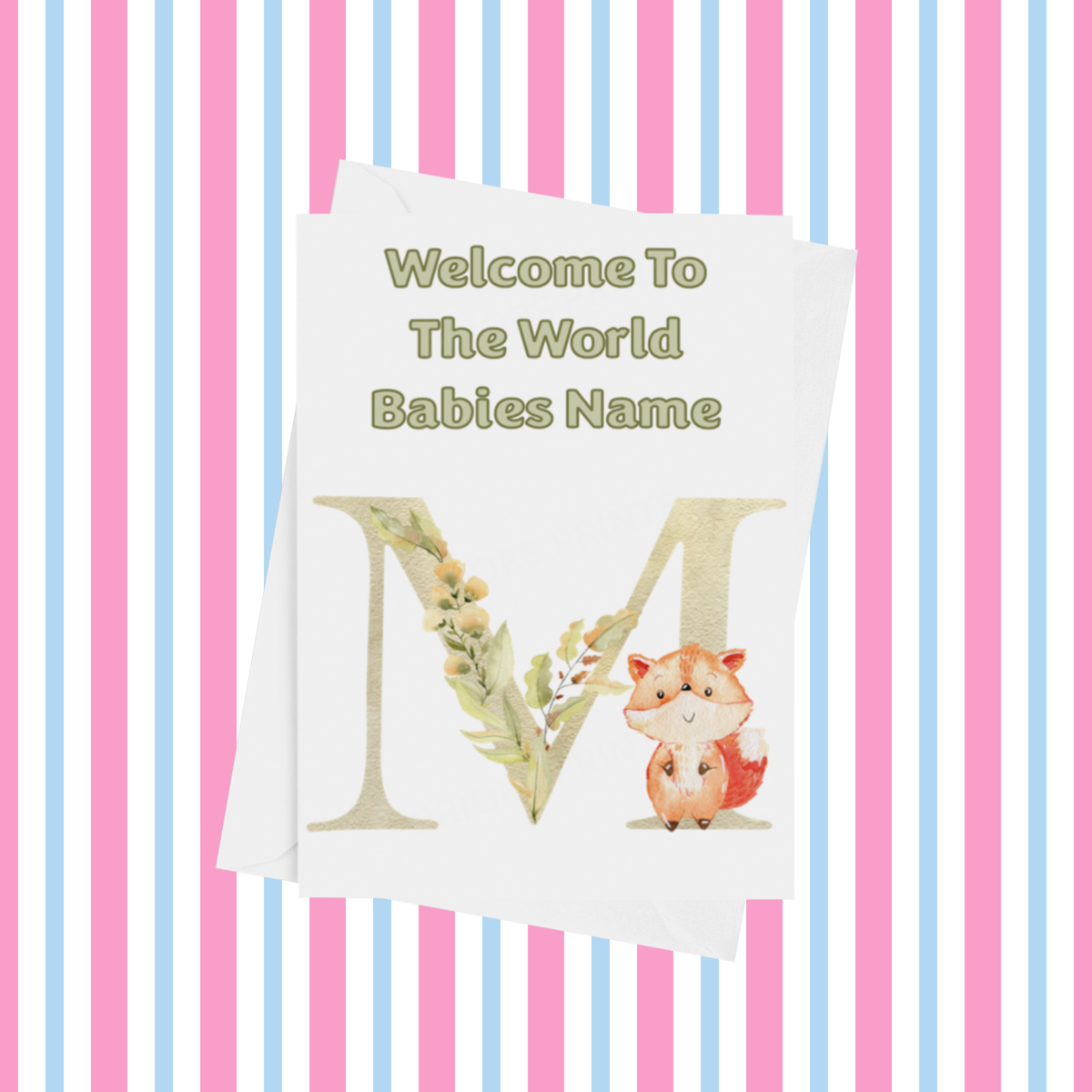 Welcome To The World Fox Personalised Card for New Baby