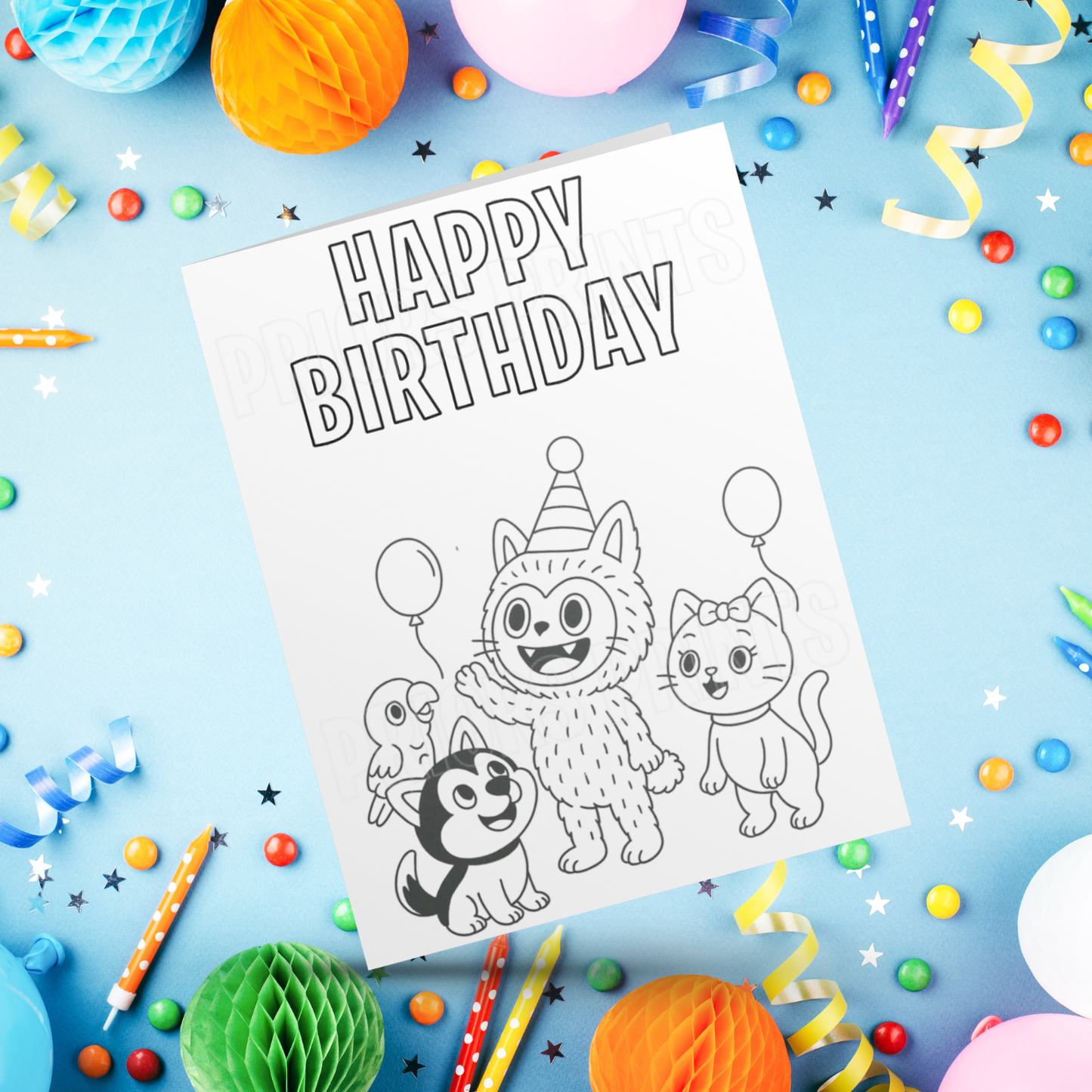 Colour Your Own Labubu Birthday Card