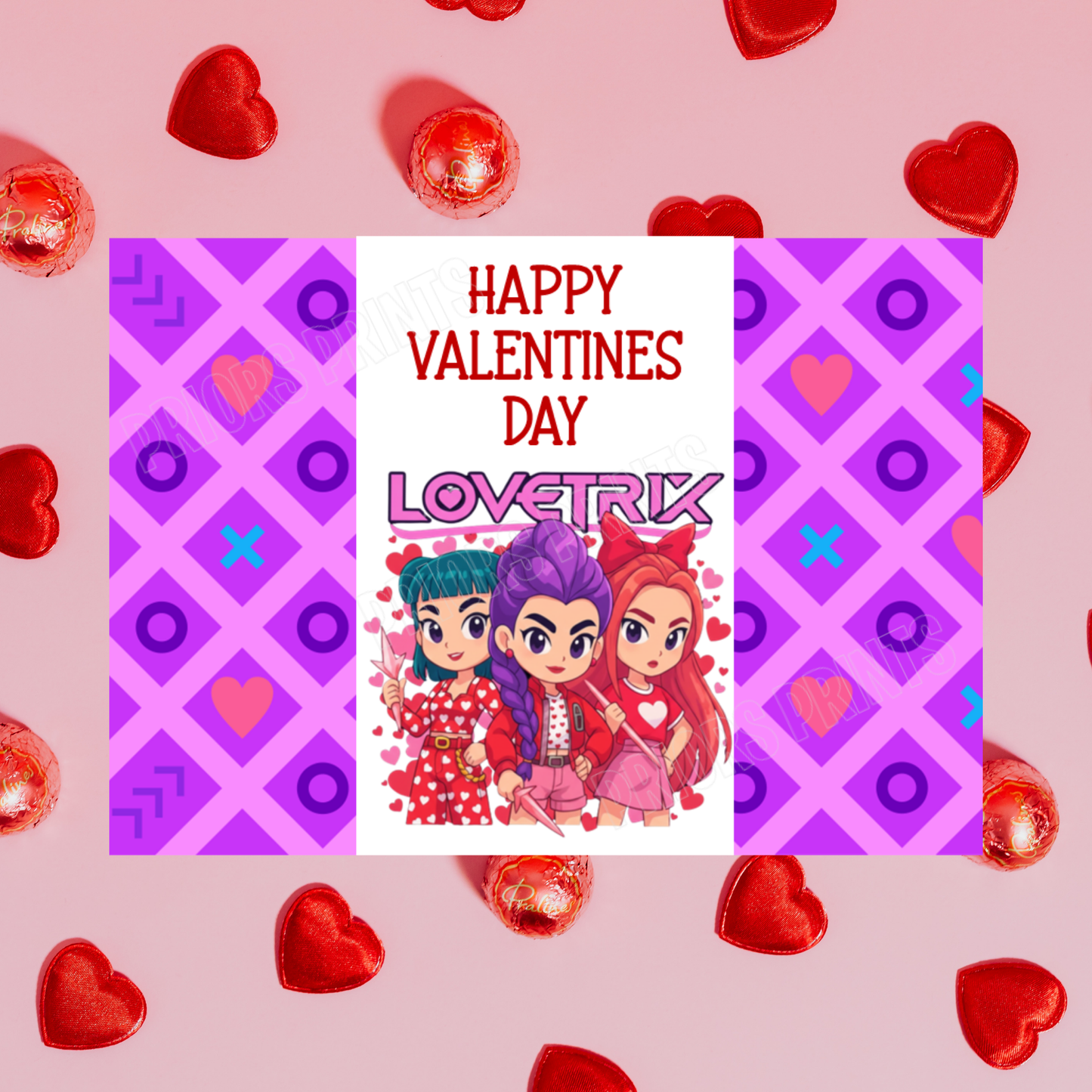 K-Pop demon Hunters Valentines Chocolate Bar Wrapper I K Pop demon Hunters I Rumi I Zoey I Mira I Huntrix I Saja Boys I Jinu I Romance