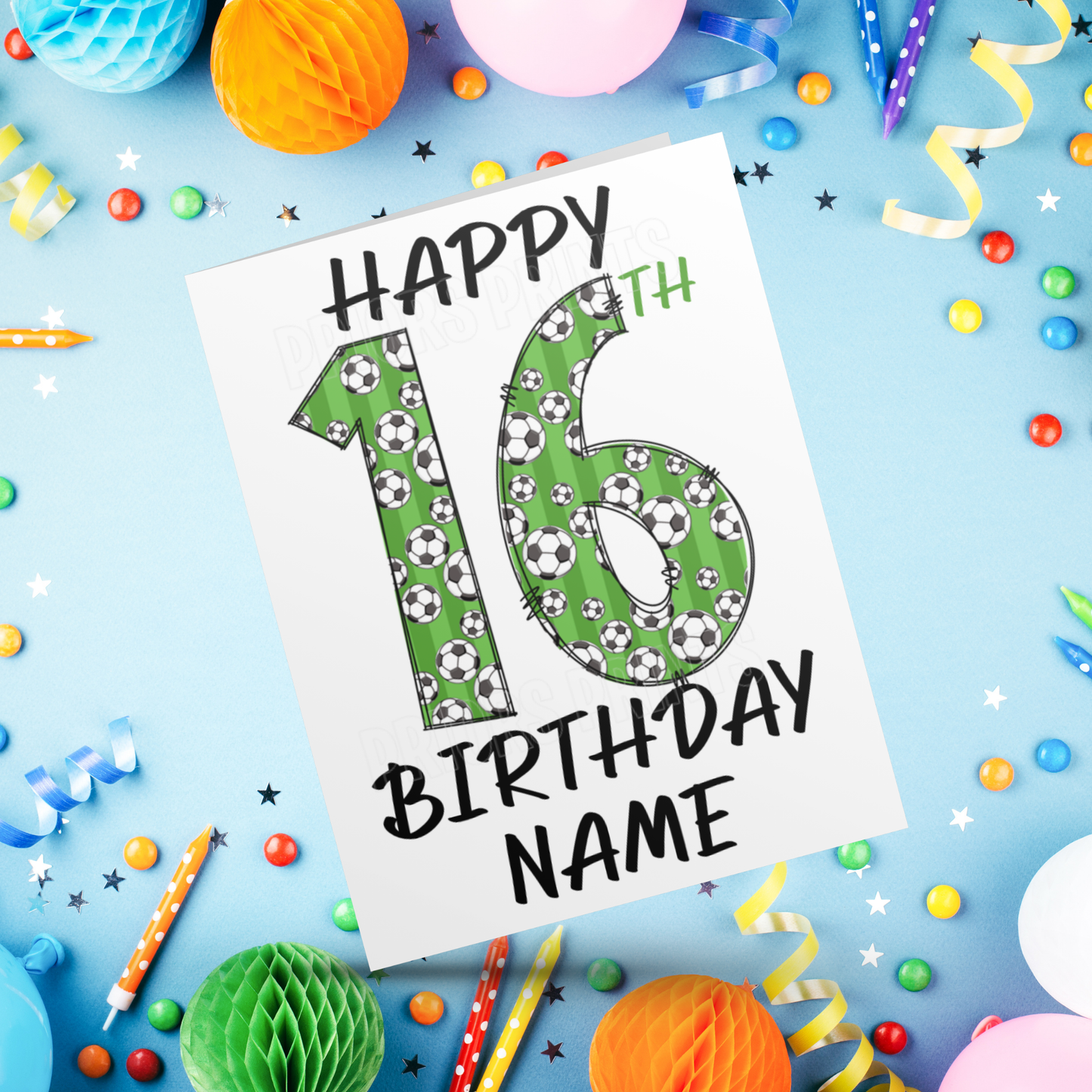 Personalised Green Football Birthday Card with age 1-20