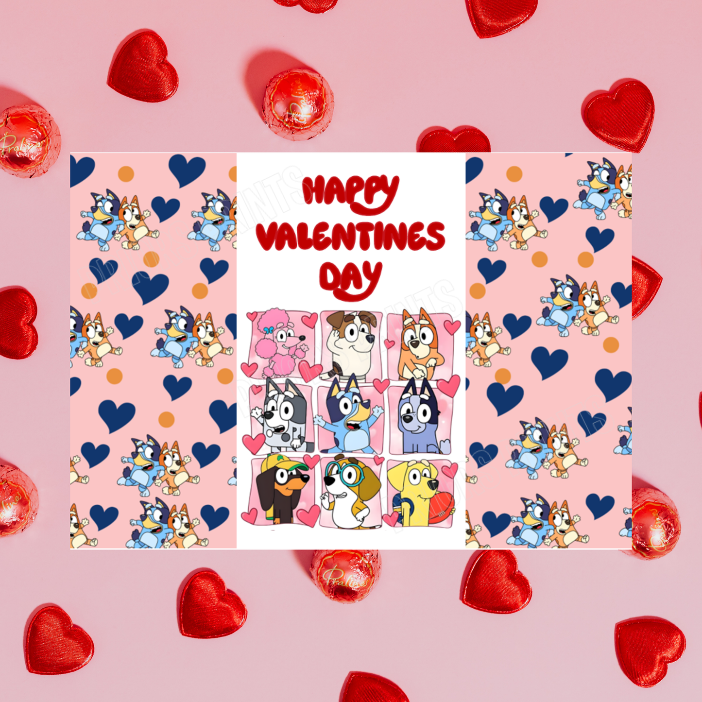 Bluey Valentines Chocolate Bar Wrapper