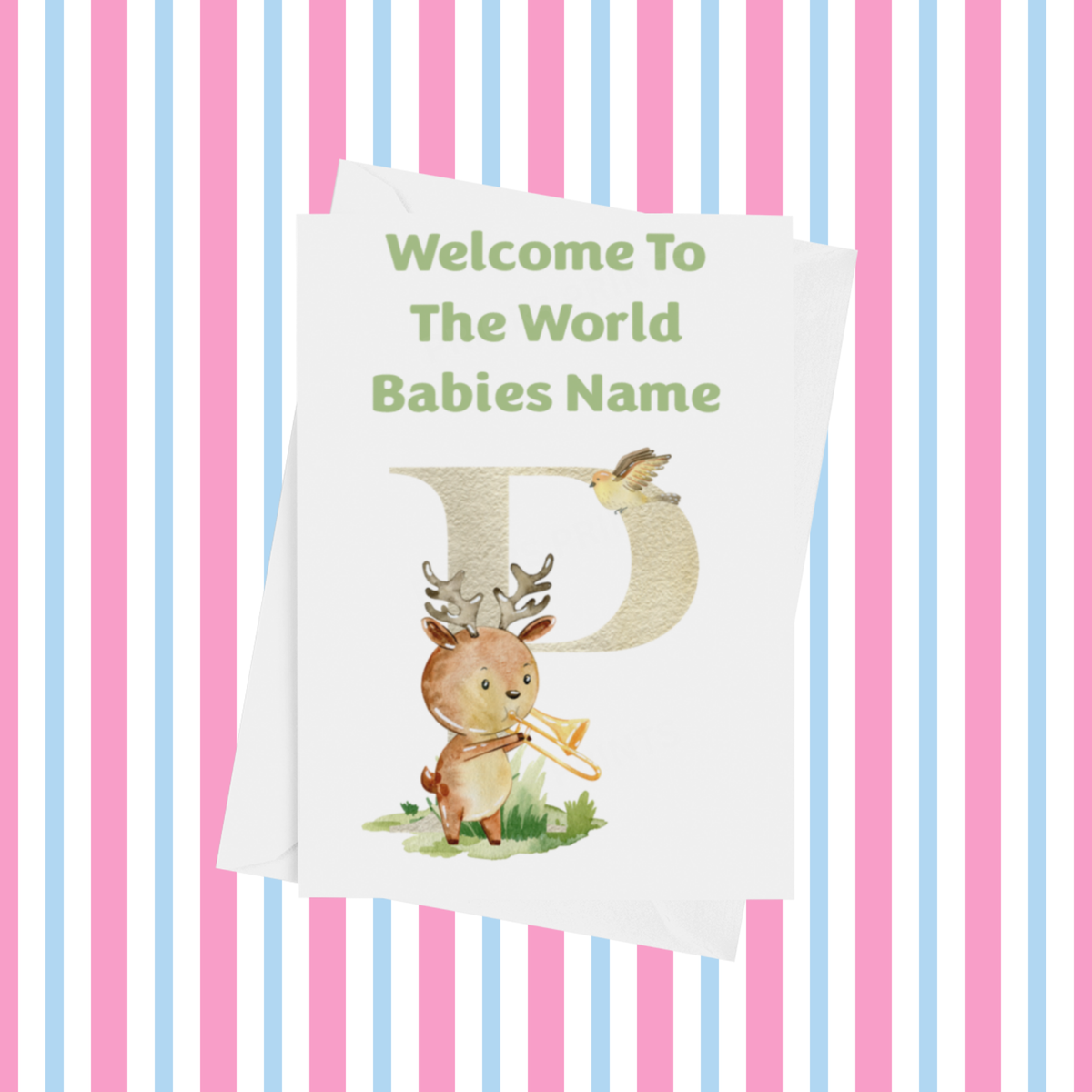 Welcome To The World Music Animals Personalised Card for New Baby