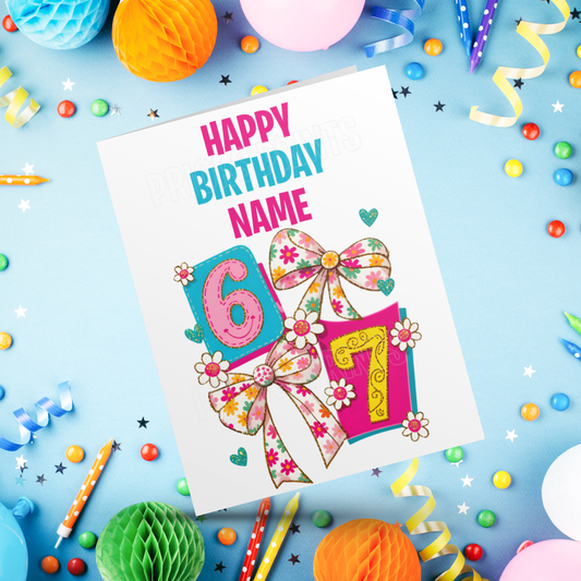 Six Seven Personalised Birthday Card 67 I Sixseven I 6 7