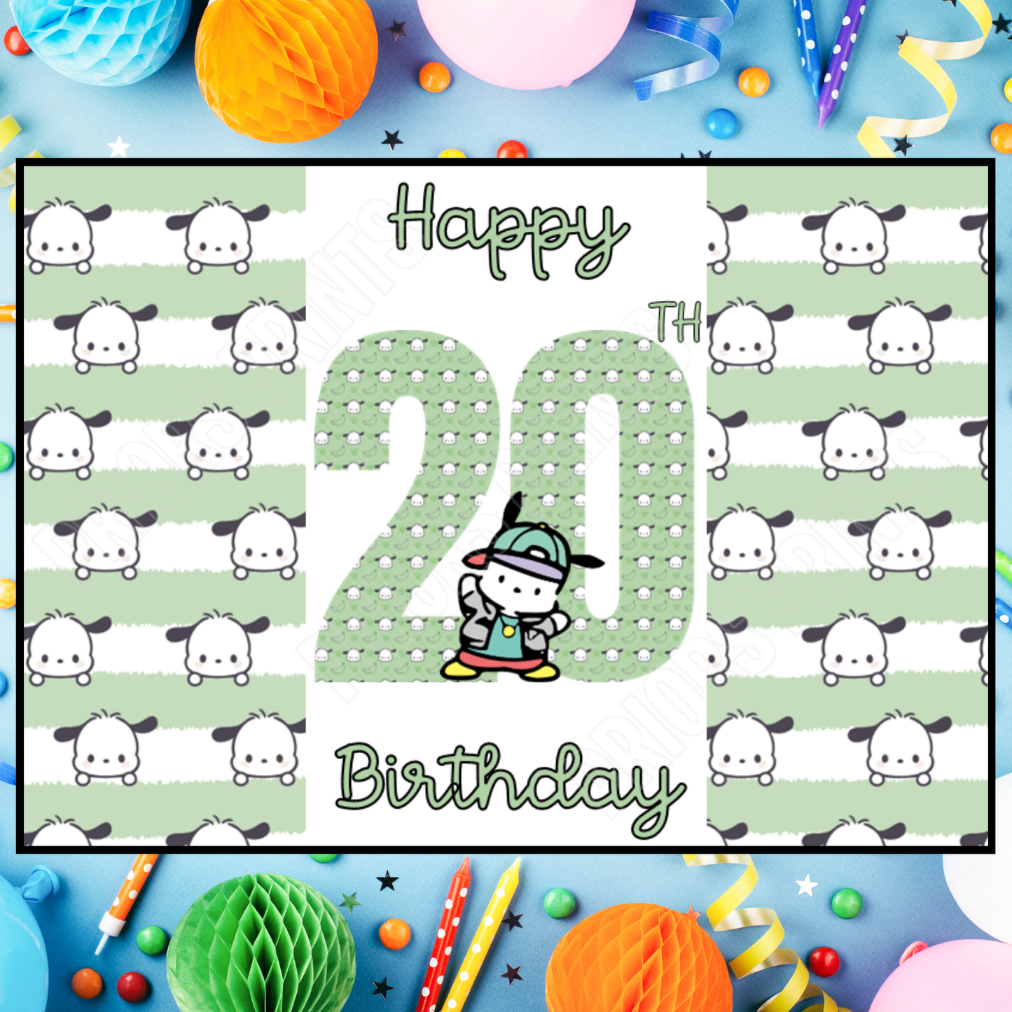 Pochacco Birthday Chocolate Bar Wrapper with Age 5-20 Years (Matches Cards)