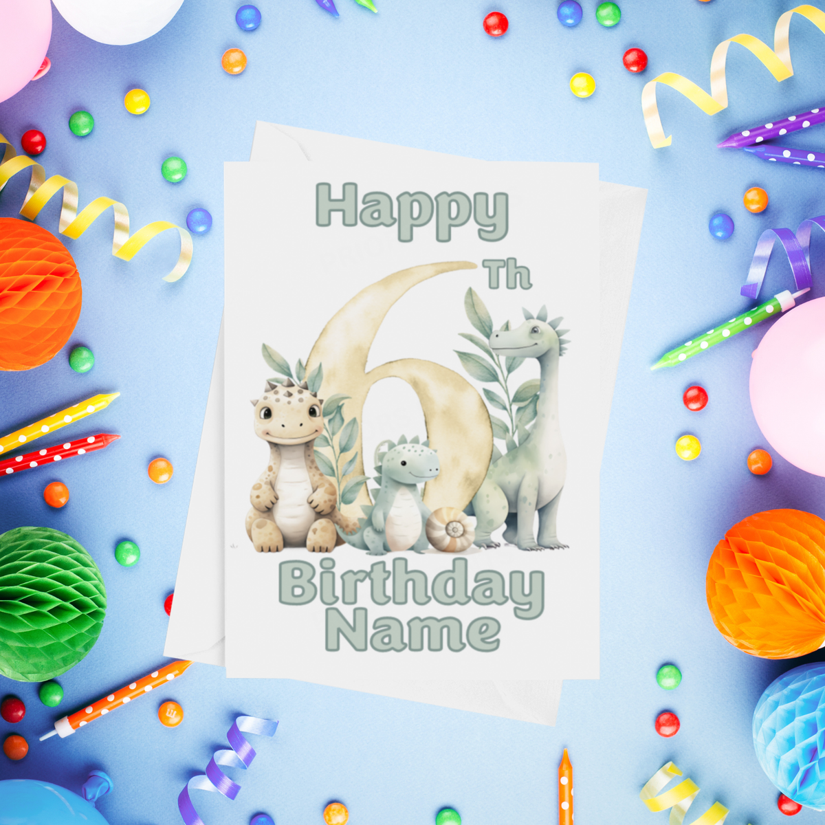 Dinosaur Personalised Birthday Card Ages 1-6