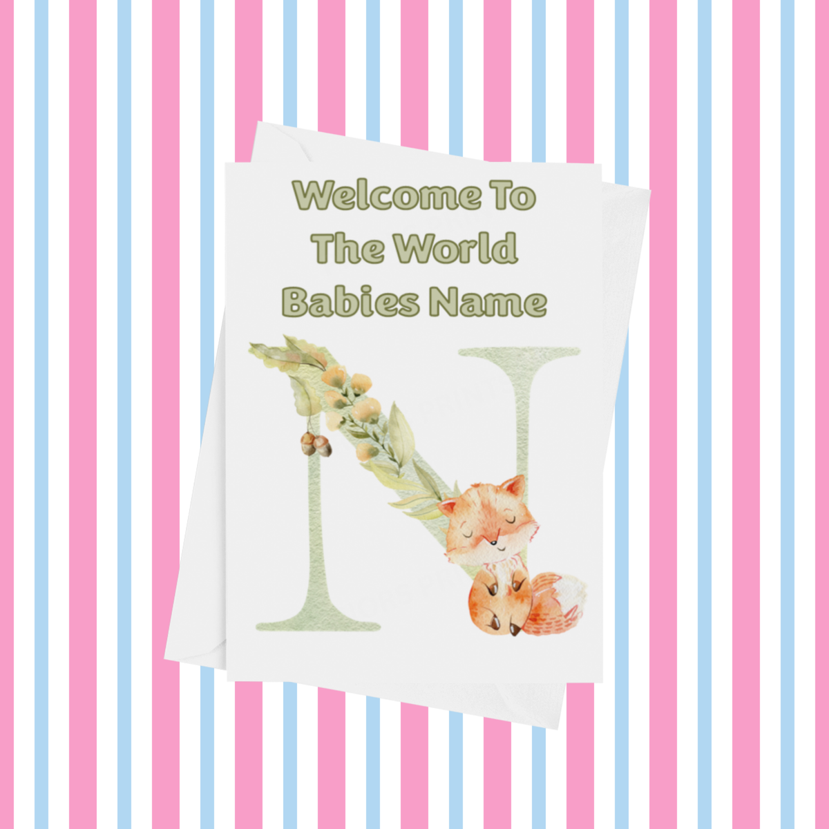 Welcome To The World Fox Personalised Card for New Baby