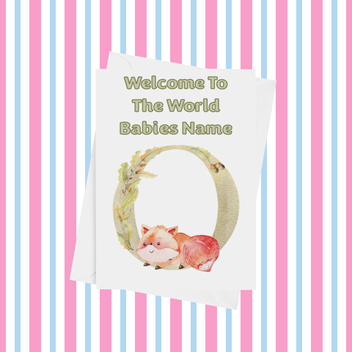 Welcome To The World Fox Personalised Card for New Baby