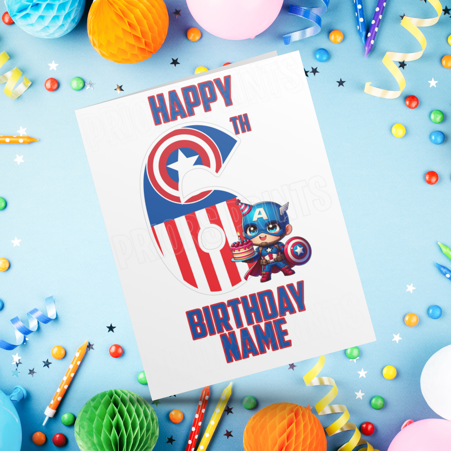 Personalised Captain America Birthday Card with age 1-20 I Marvel I Superhero
