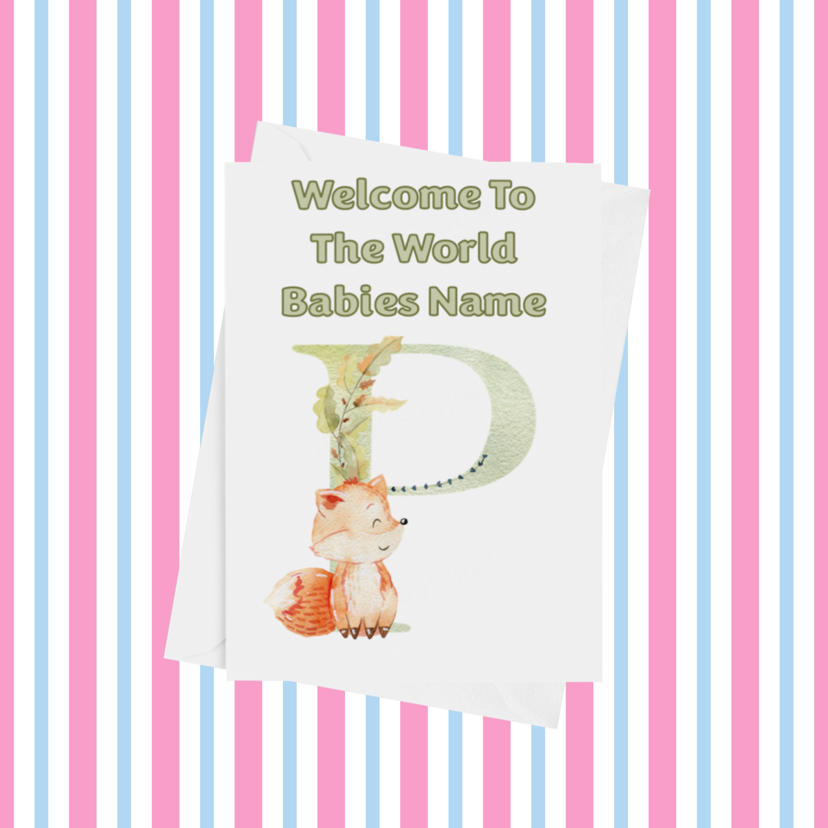 Welcome To The World Fox Personalised Card for New Baby