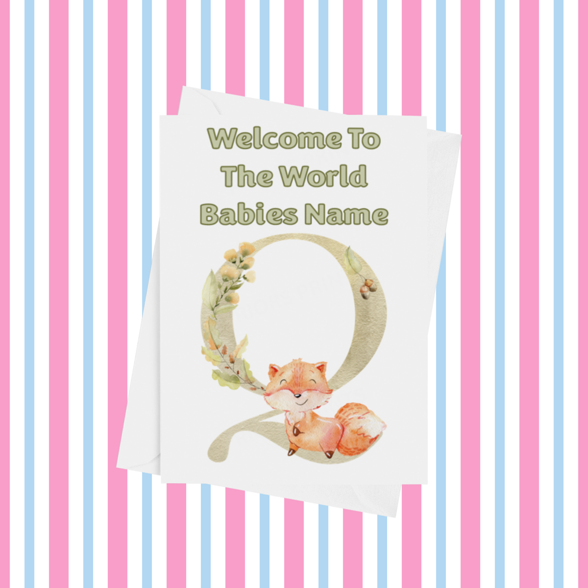 Welcome To The World Fox Personalised Card for New Baby