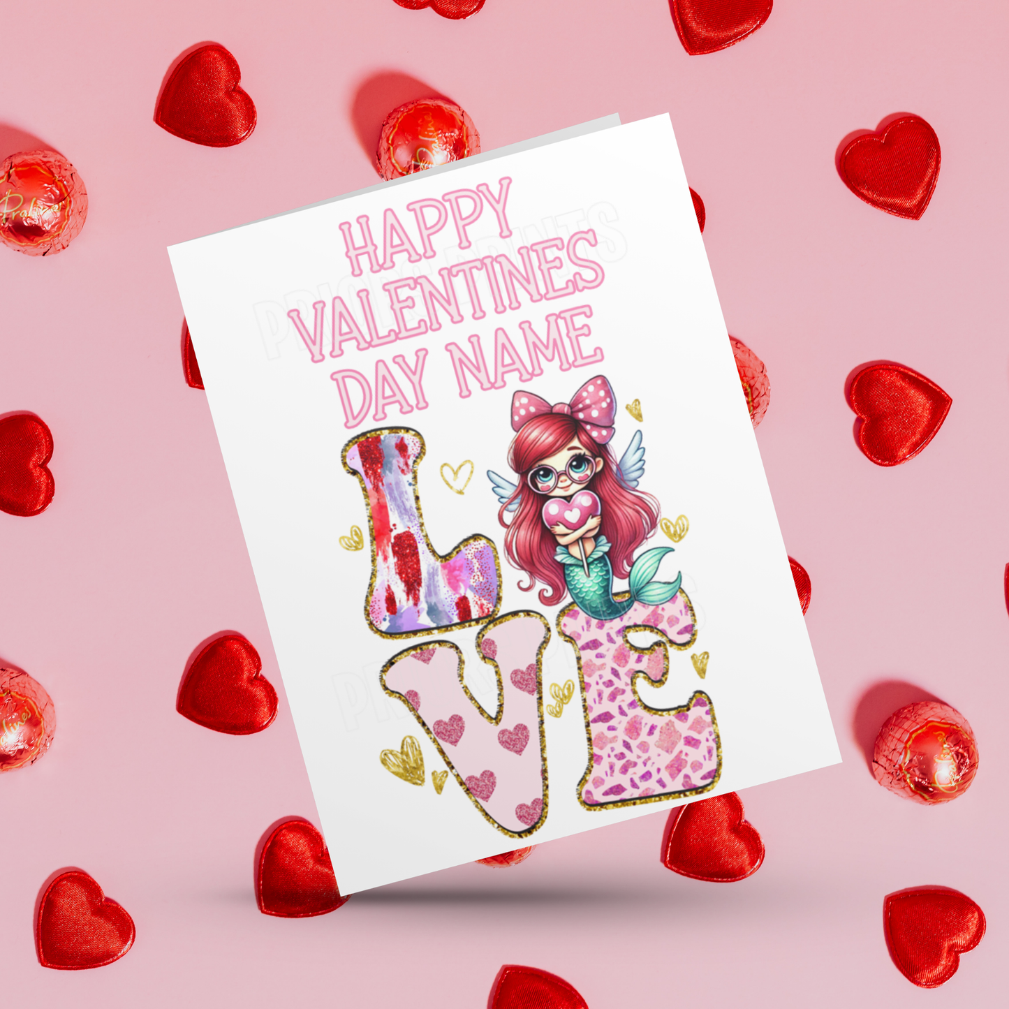 Love Personalised Valentines Day Card I Princess I Ariel I Belle I Cinderella I Jasmine I Snow White I Sonic I Stitch I Pikachu I Pooh Bear