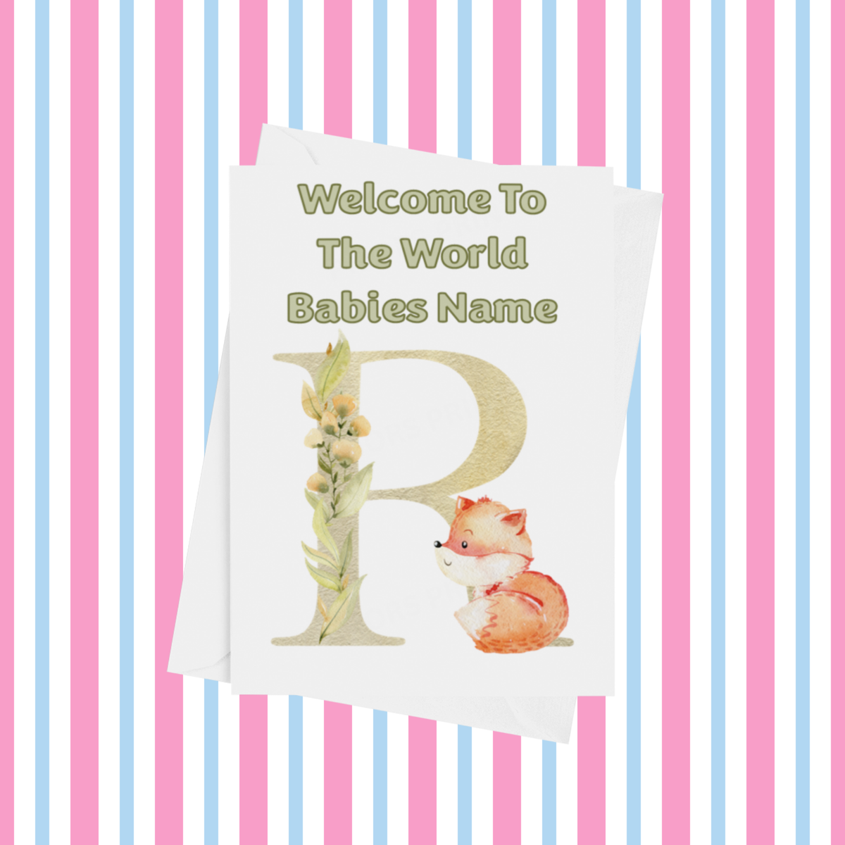 Welcome To The World Fox Personalised Card for New Baby