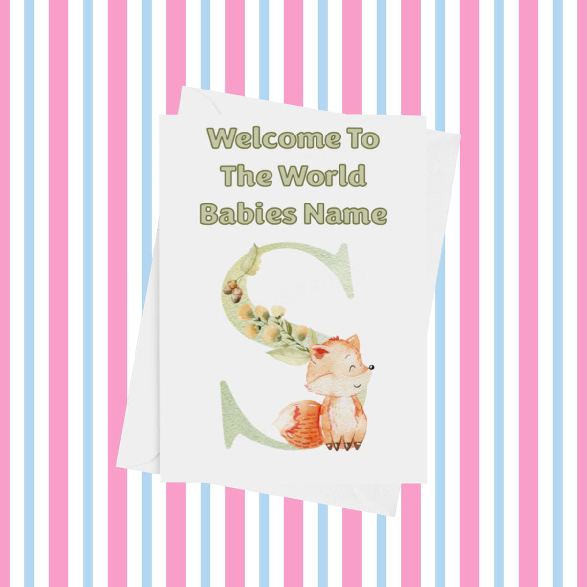 Welcome To The World Fox Personalised Card for New Baby