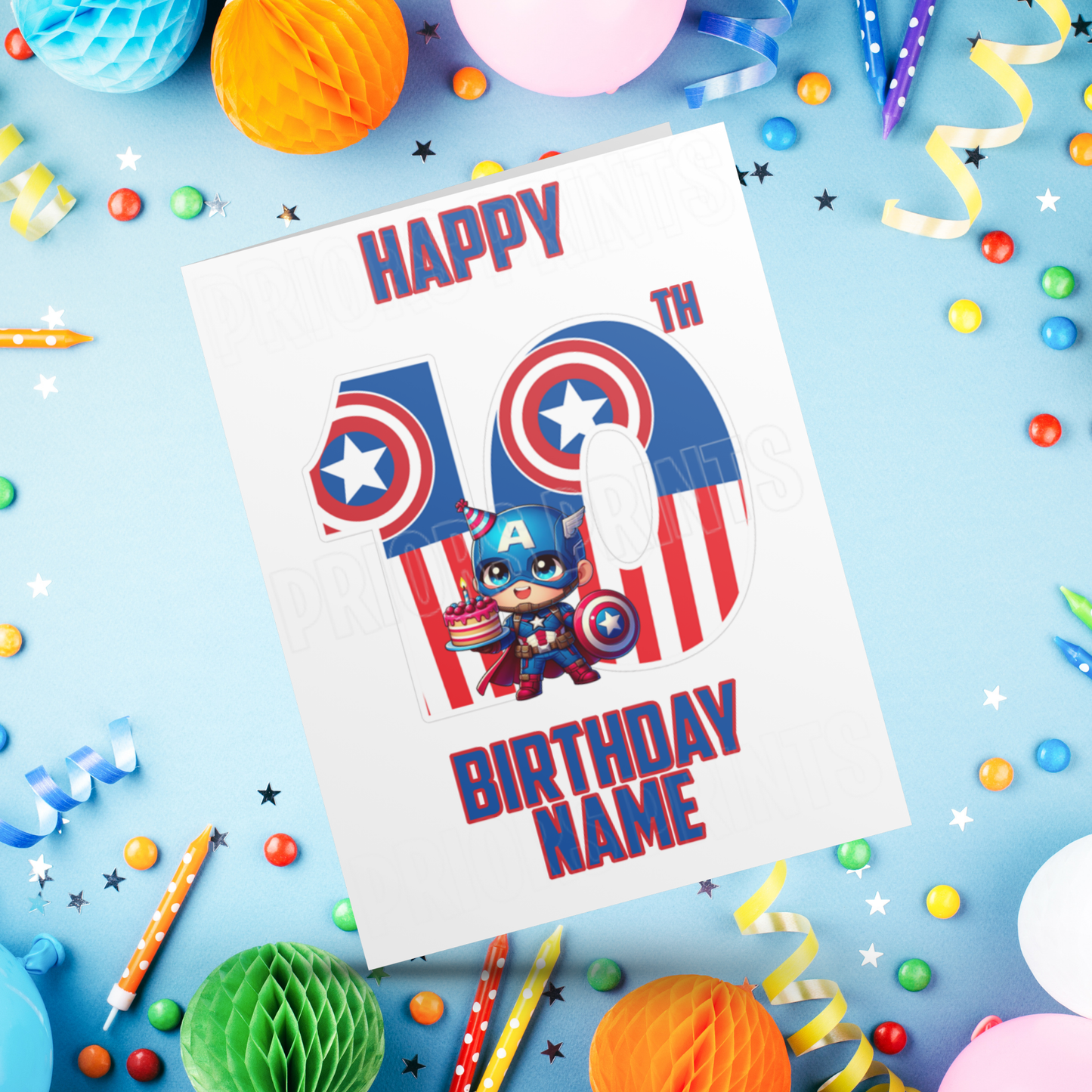 Personalised Captain America Birthday Card with age 1-20 I Marvel I Superhero