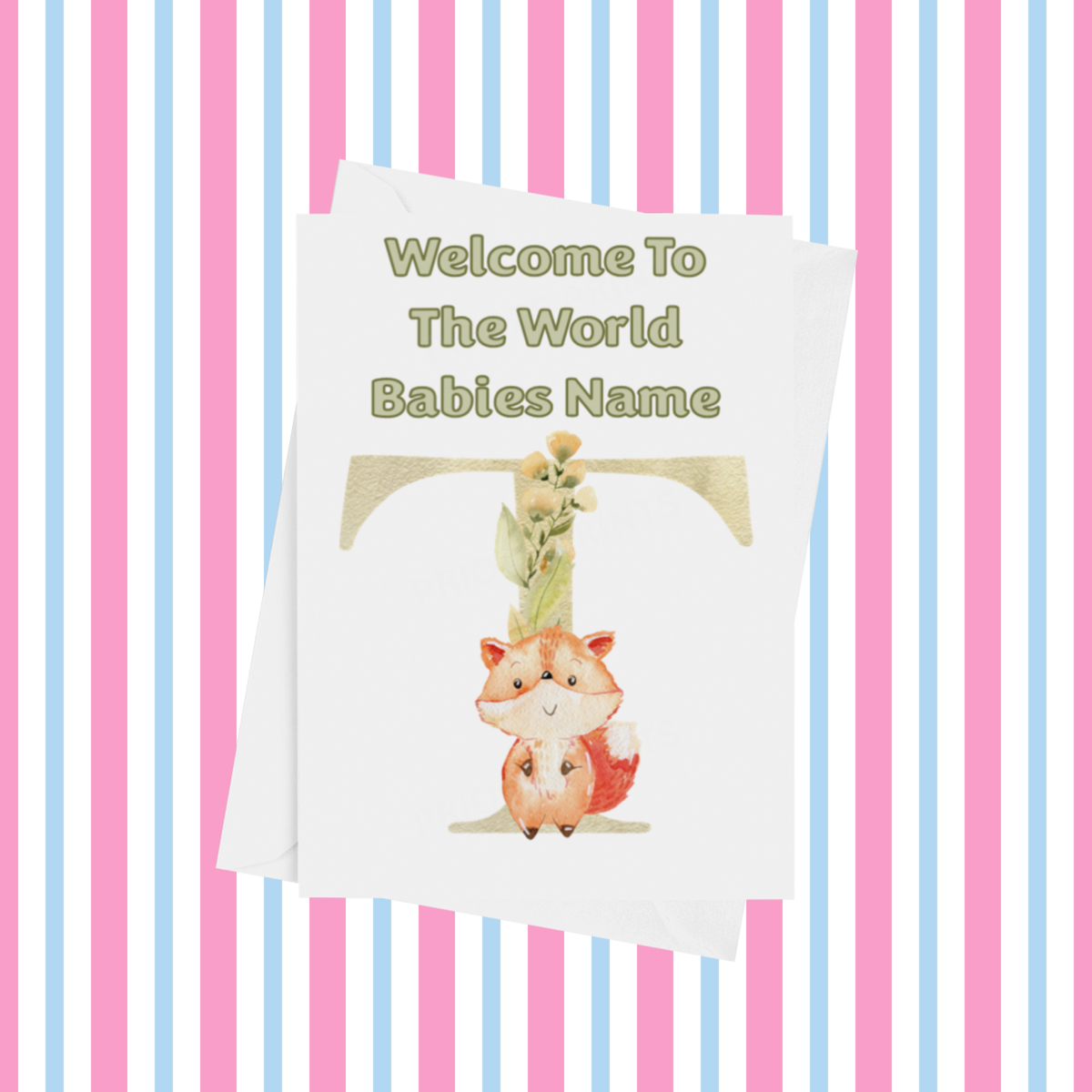 Welcome To The World Fox Personalised Card for New Baby