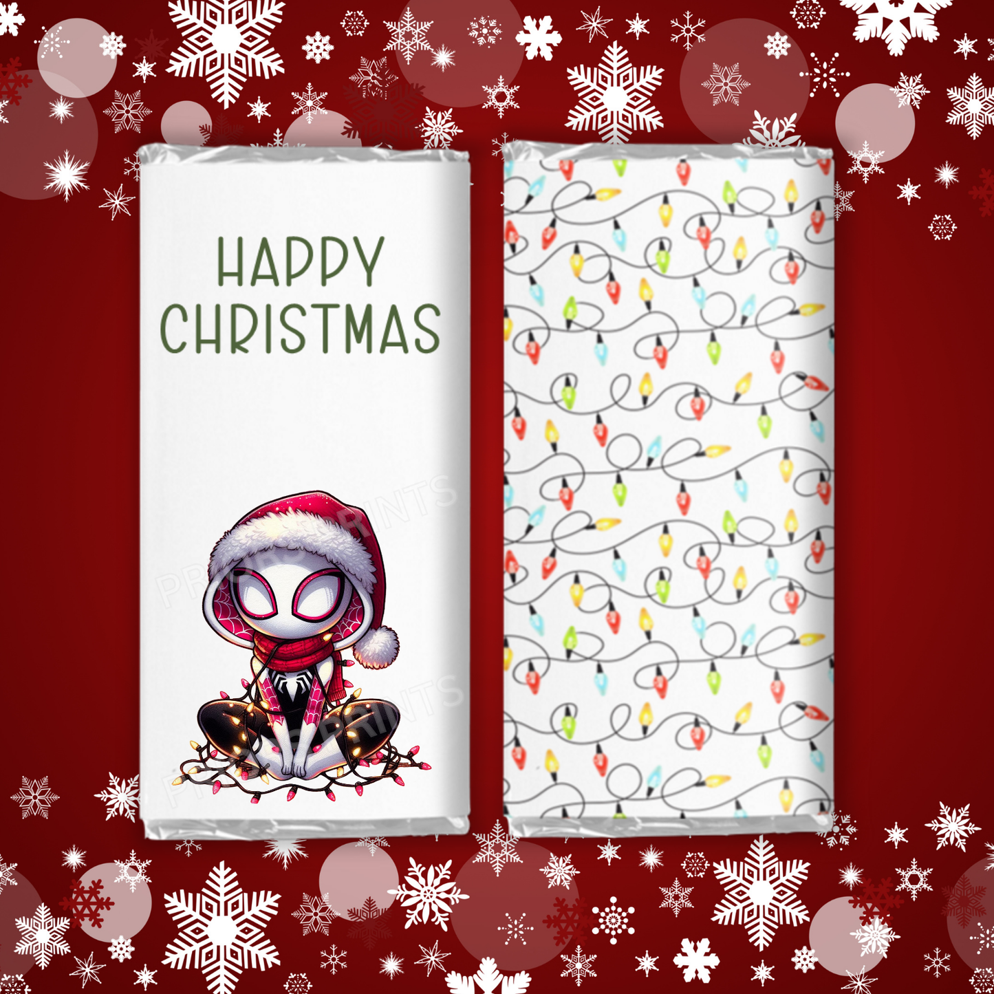 Characters in Christmas Lights Chocolate Bar Wrapper