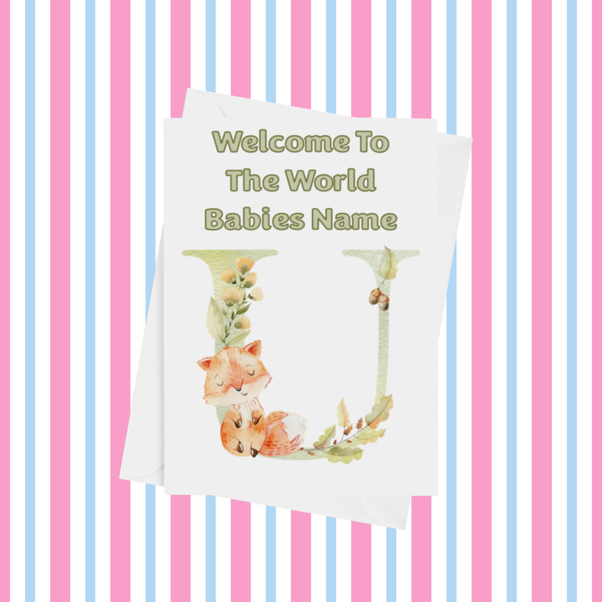 Welcome To The World Fox Personalised Card for New Baby